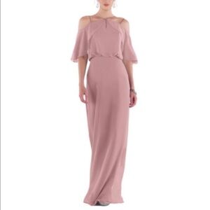 Sorella Vita dusty rose high neck flutter sleeve chiffon dress
